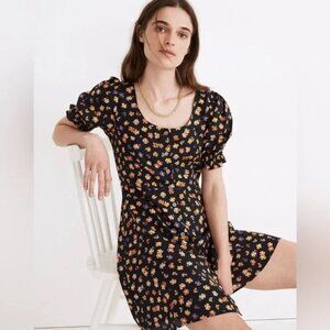 NWT Madewell Smock-Sleeve Button-Front Mini Dress in Happy Hibiscus